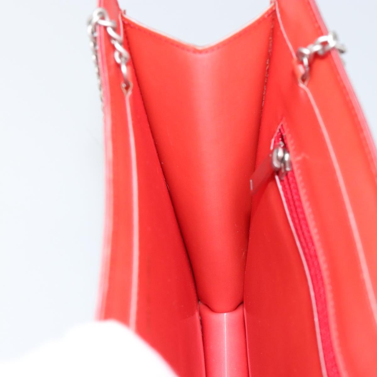 CHANEL Chain Shoulder Bag Vinyl Red Silver CC Auth 150609