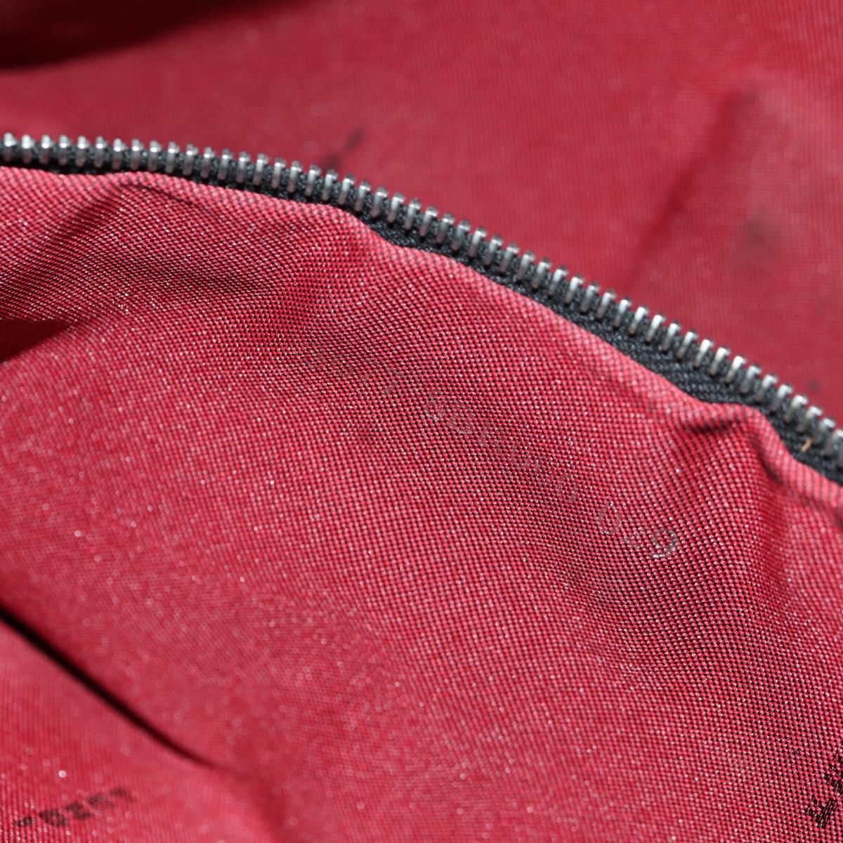 FENDI Zucchino Canvas Mamma Baguette Shoulder Bag Red Silver Auth 150613V
