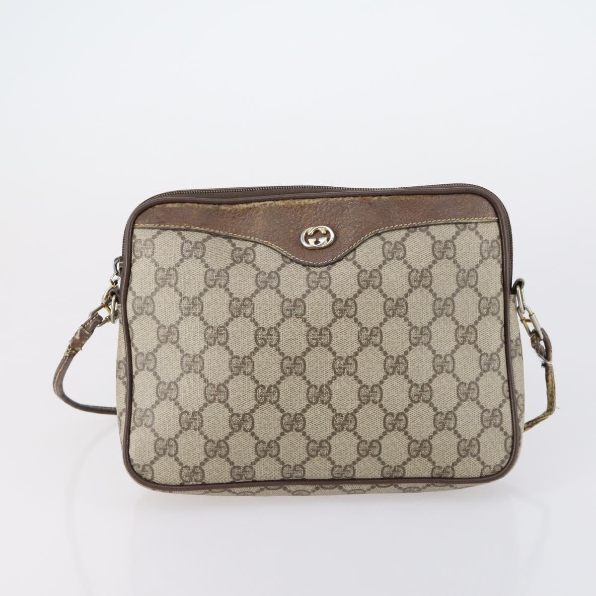 Salvatore Ferragamo Gucci GG Supreme Bag PVC Leather 2 Set Beige Navy Auth 150618