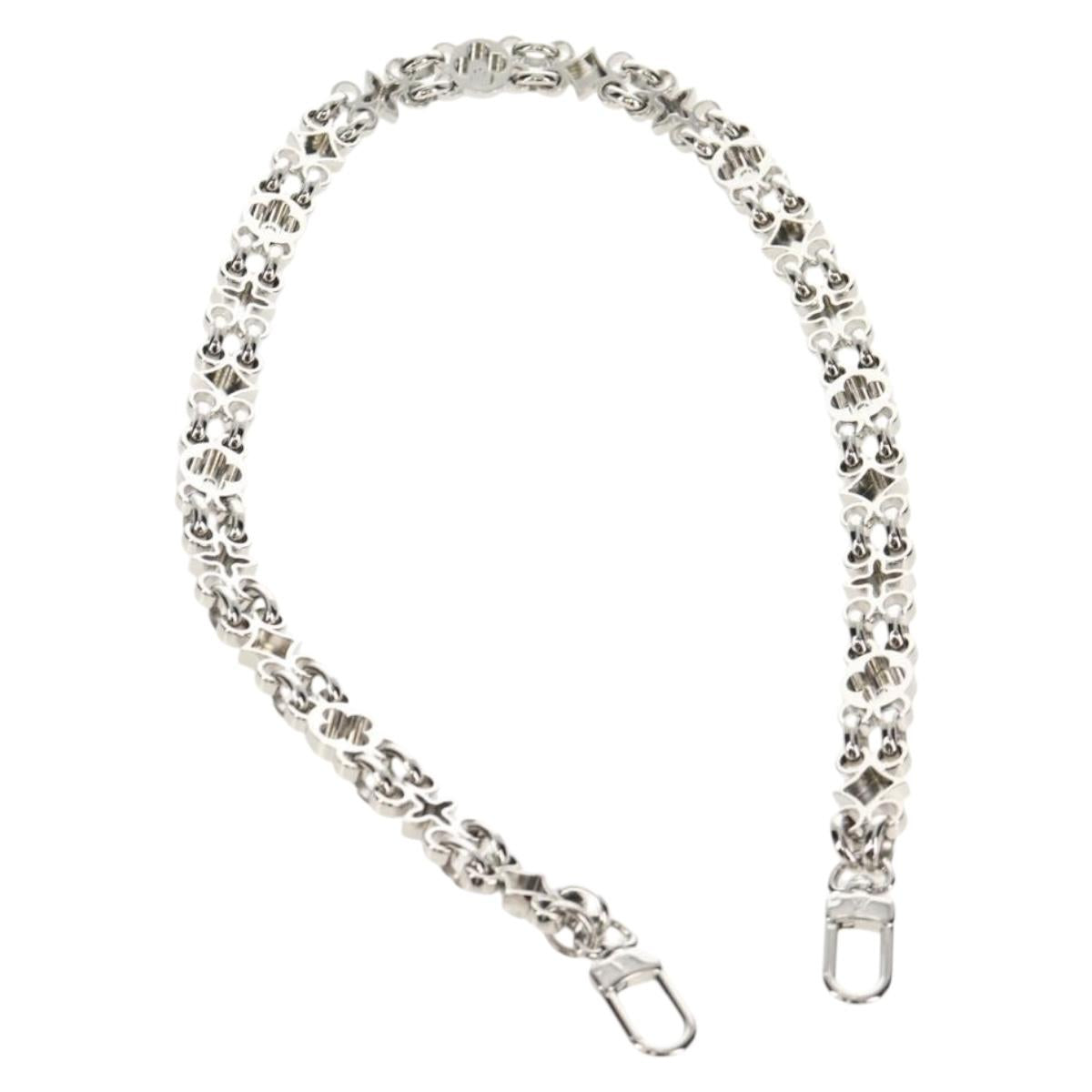 LOUIS VUITTON Chain Shoulder Strap metal 25.6"" Silver LV Auth 150633M