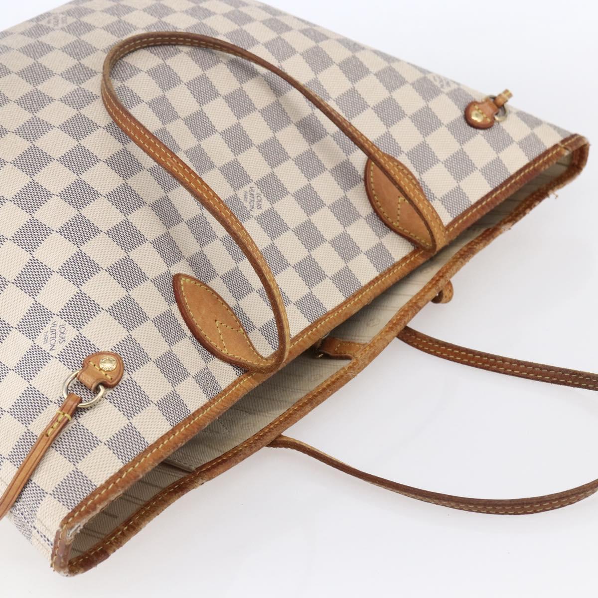 LOUIS VUITTON Damier Azur Neverfull MM Tote Bag N41605 LV Auth 150697
