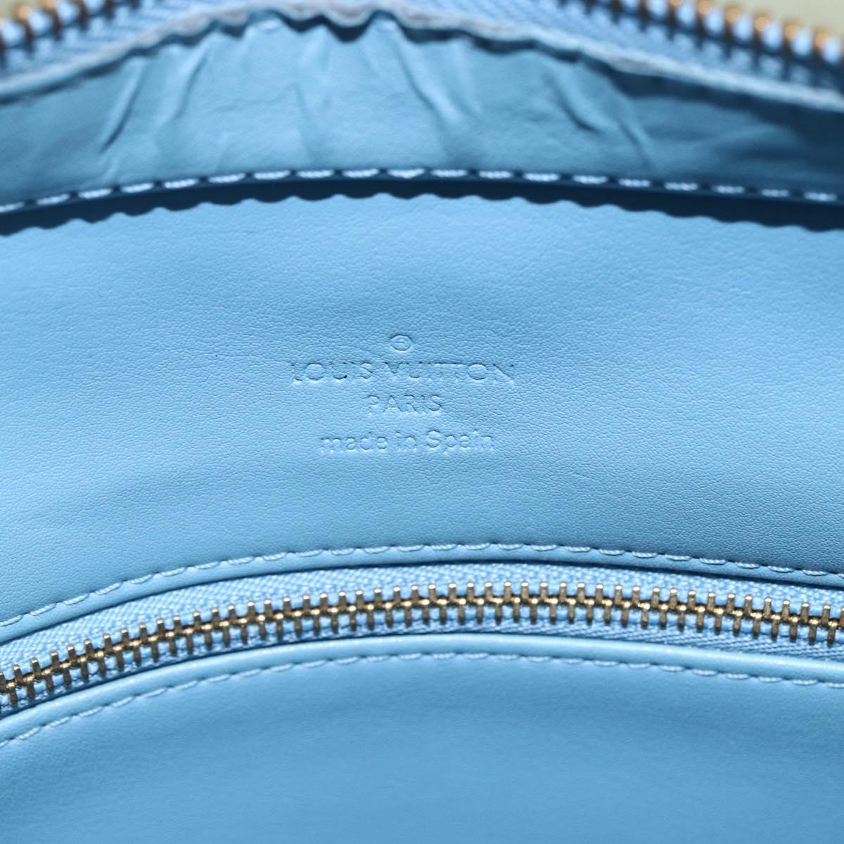 LOUIS VUITTON Monogram Vernis Houston Hand Bag Baby Blue M91005 LV Auth 150700