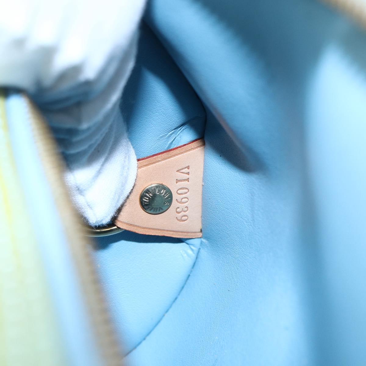 LOUIS VUITTON Monogram Vernis Bedford Hand Bag Baby Blue M91007 LV Auth 150704