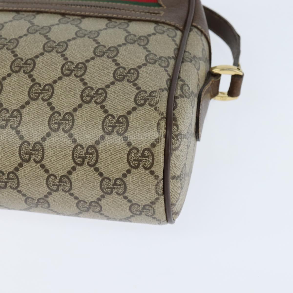 GUCCI GG Supreme Web Sherry Line Bag PVC Beige Gold 001 113 6472 Auth 150723