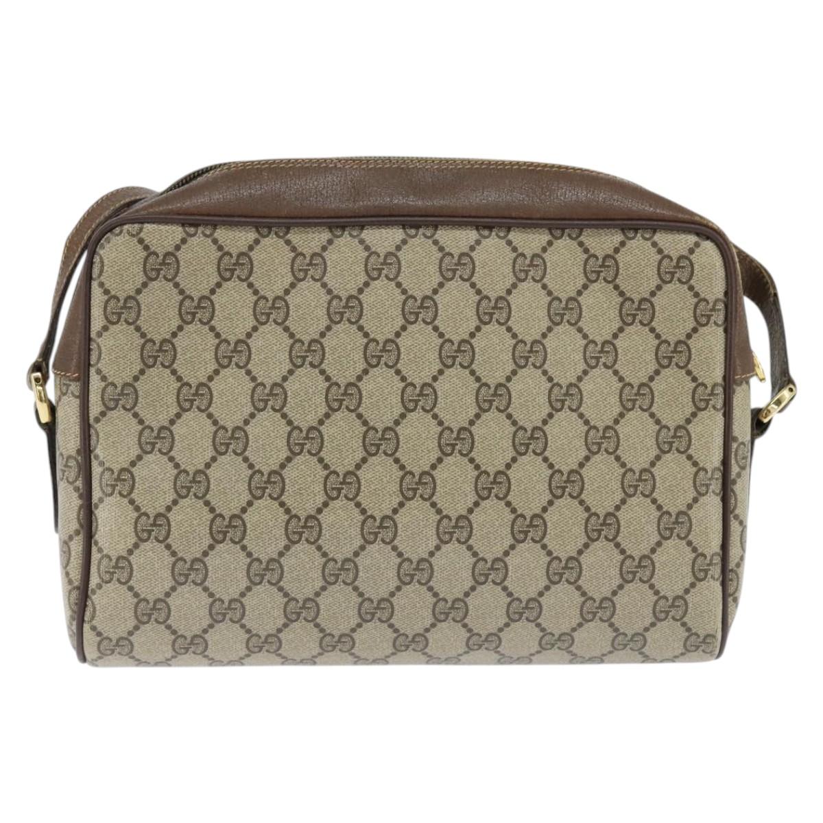 GUCCI GG Supreme Web Sherry Line Bag PVC Beige Gold 001 113 6472 Auth 150723