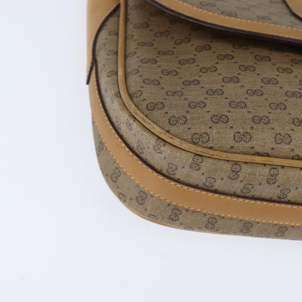 GUCCI Micro GG Supreme Shoulder Bag PVC Beige Gold Auth 150726