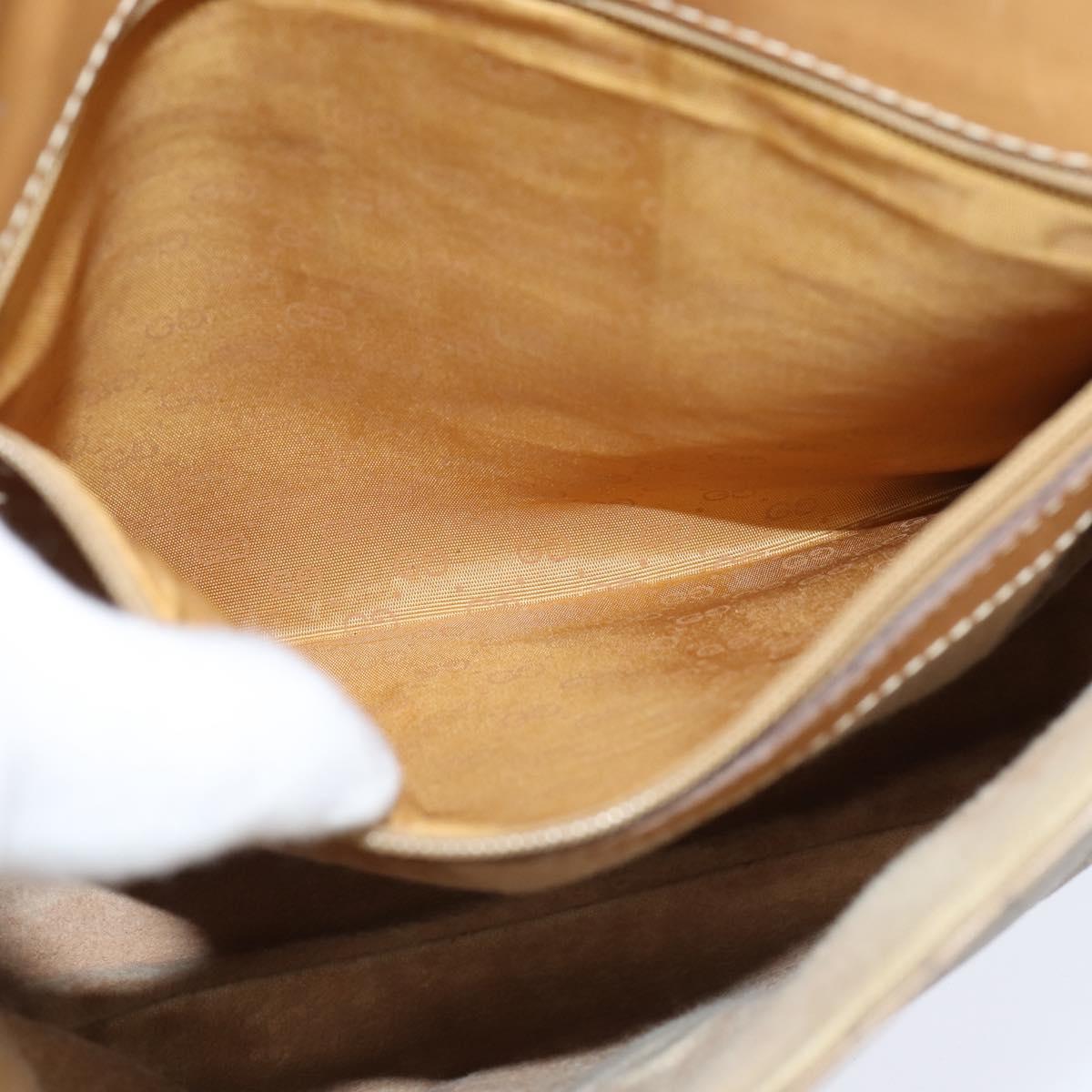 GUCCI Micro GG Supreme Shoulder Bag PVC Beige Gold Auth 150726