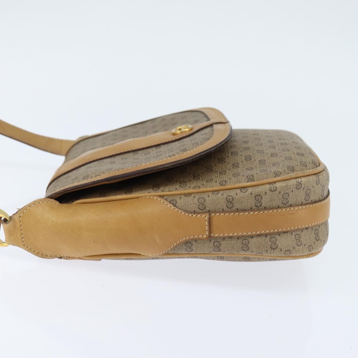 GUCCI Micro GG Supreme Shoulder Bag PVC Beige Gold Auth 150726
