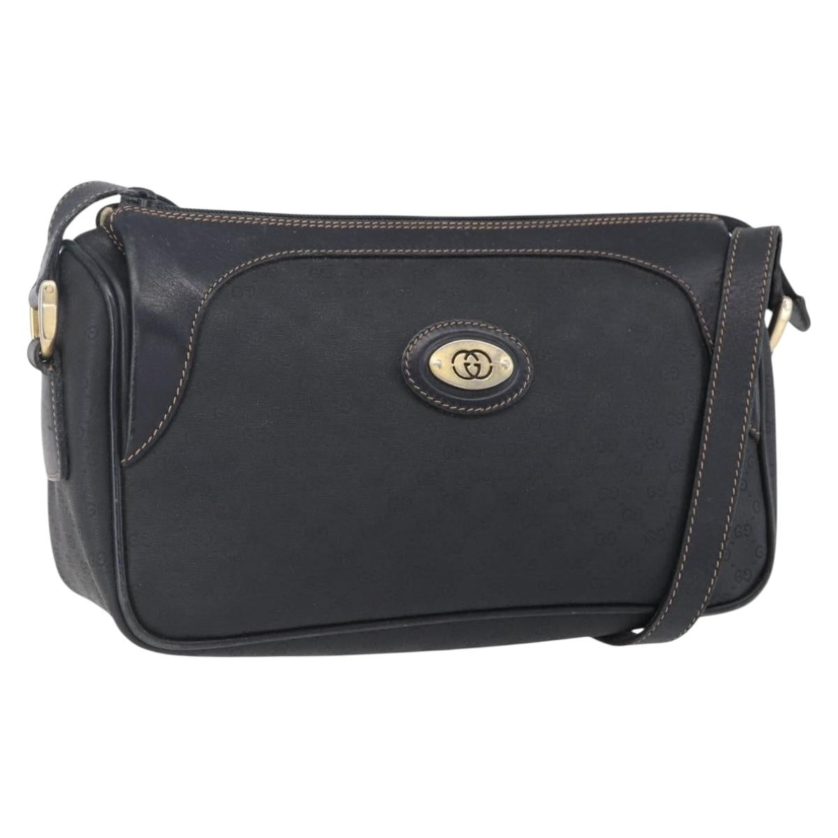 GUCCI Micro GG Supreme Shoulder Bag PVC Black Gold 001 37 0443 Auth 150727
