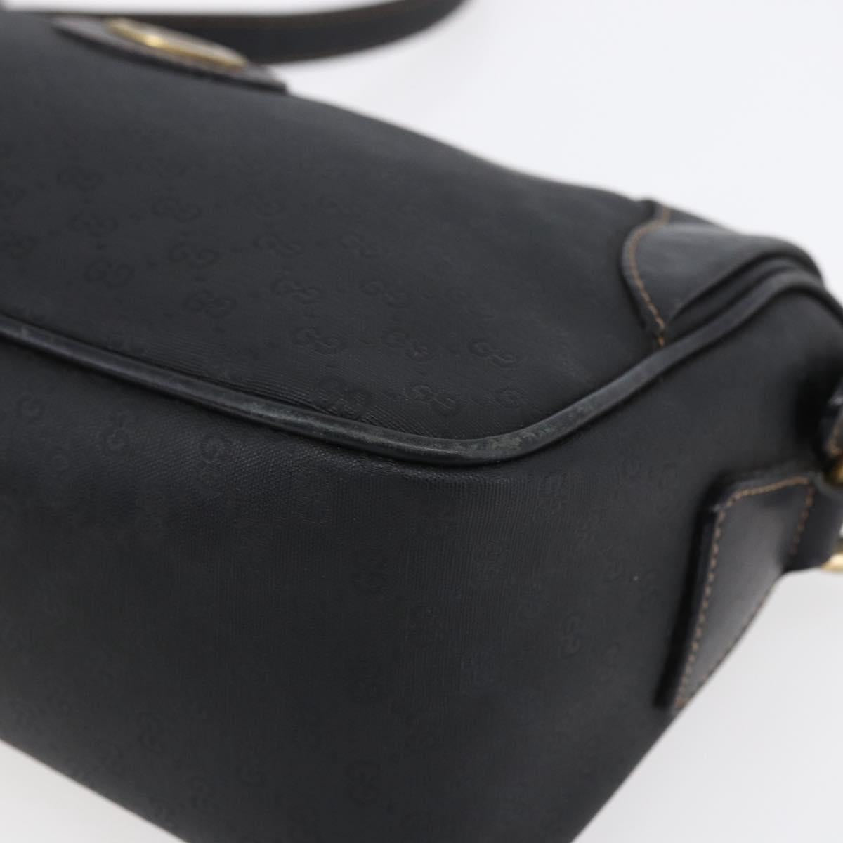 GUCCI Micro GG Supreme Shoulder Bag PVC Black Gold 001 37 0443 Auth 150727