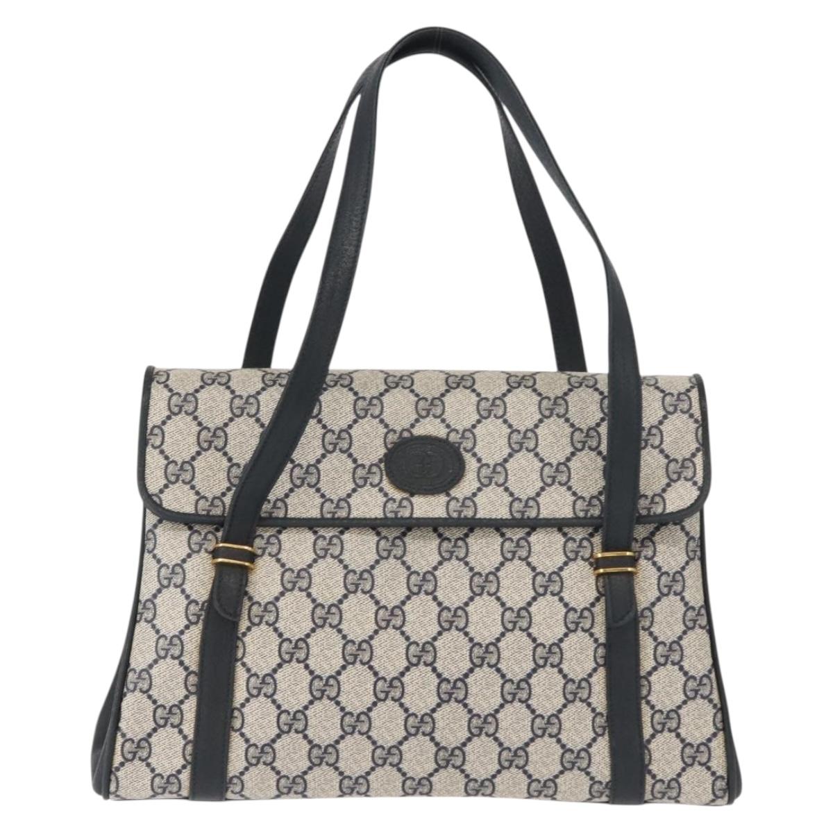 GUCCI GG Supreme Shoulder Bag PVC Navy Gold 000 46 4857 Auth 150729