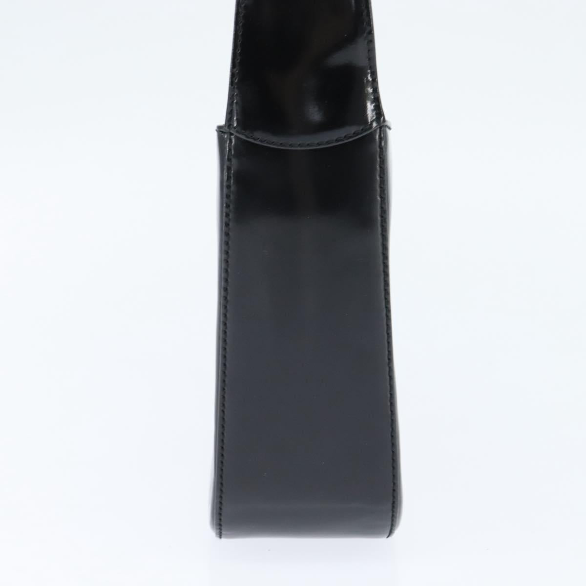 GUCCI Soho Hand Bag Enamel Black Silver Auth 150731
