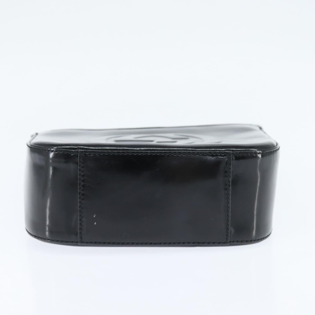 GUCCI Soho Hand Bag Enamel Black Silver Auth 150731