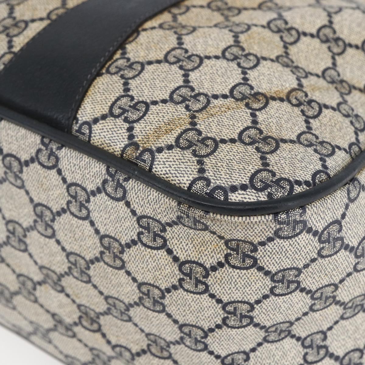 GUCCI GG Supreme Sherry Line Hand Bag PVC Navy Gold 39 02 041 Auth 150740