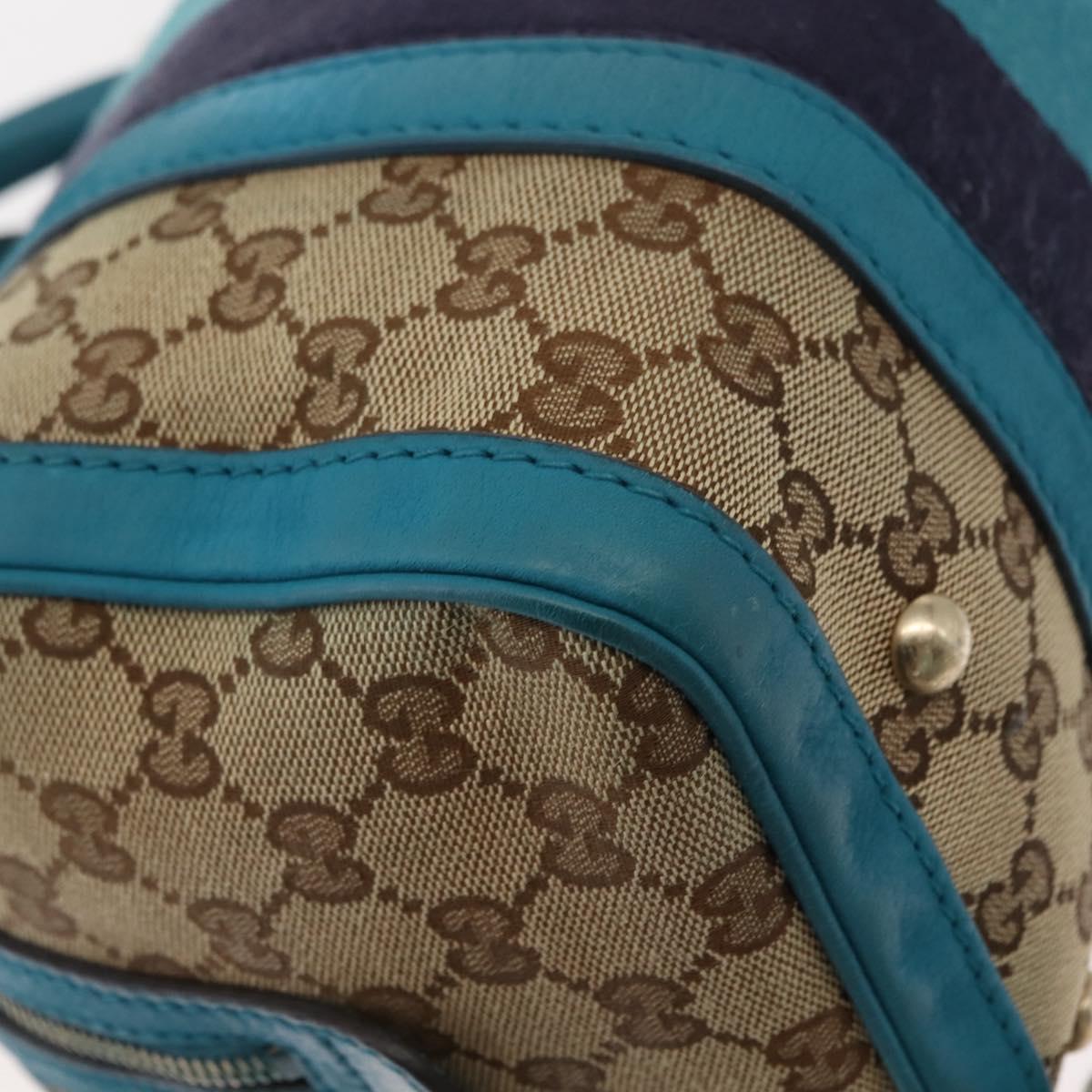 GUCCI GG Canvas Sherry Line Hand Bag 2way Blue Gold 269876 Auth 150743