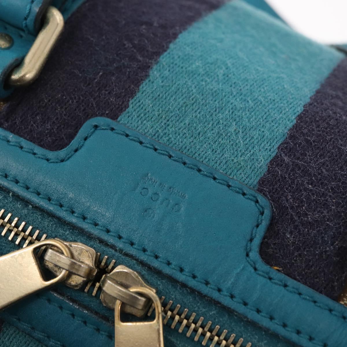 GUCCI GG Canvas Sherry Line Hand Bag 2way Blue Gold 269876 Auth 150743