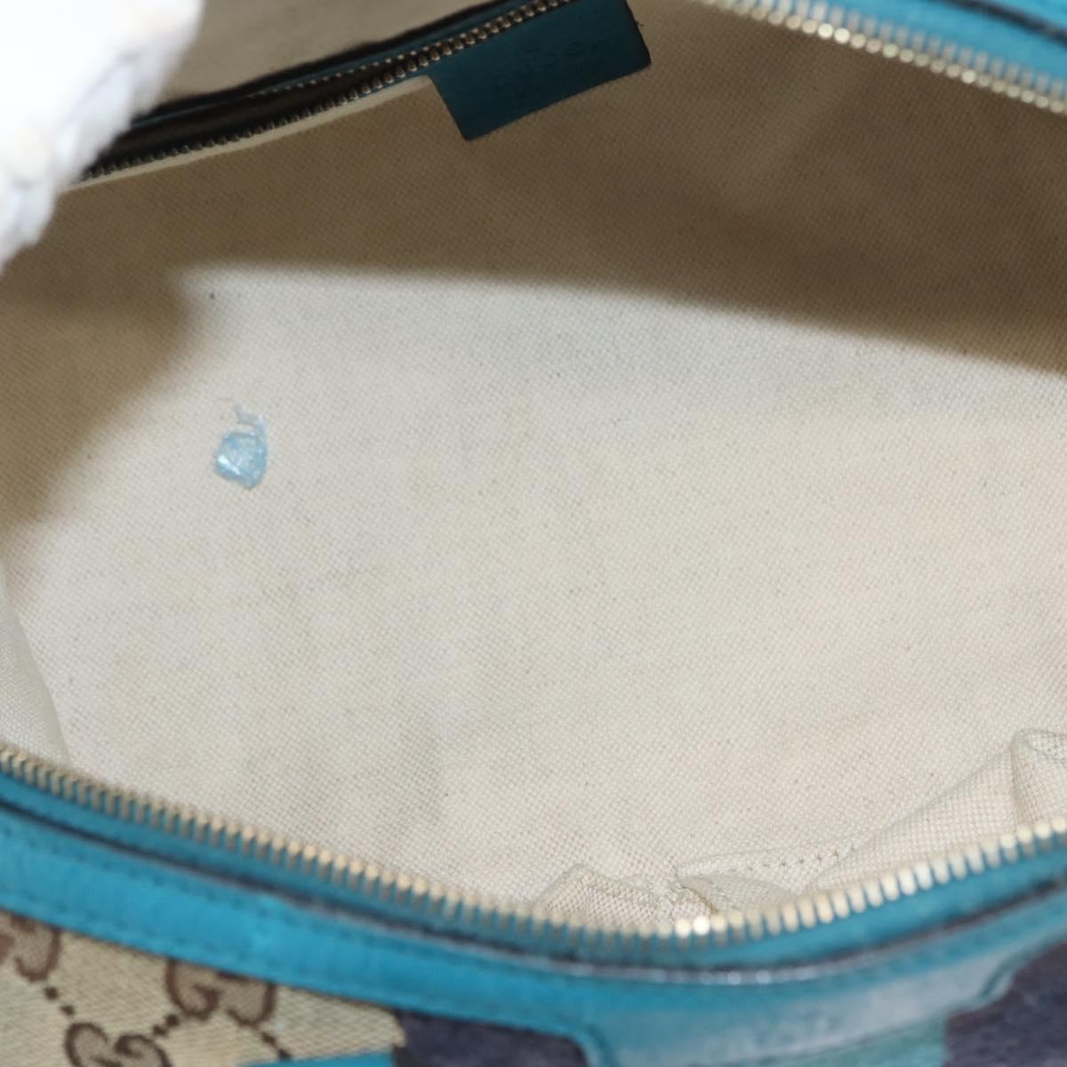 GUCCI GG Canvas Sherry Line Hand Bag 2way Blue Gold 269876 Auth 150743