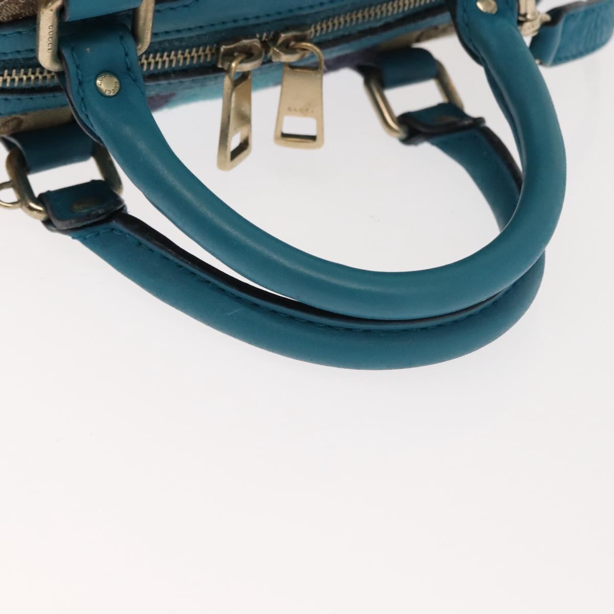 GUCCI GG Canvas Sherry Line Hand Bag 2way Blue Gold 269876 Auth 150743