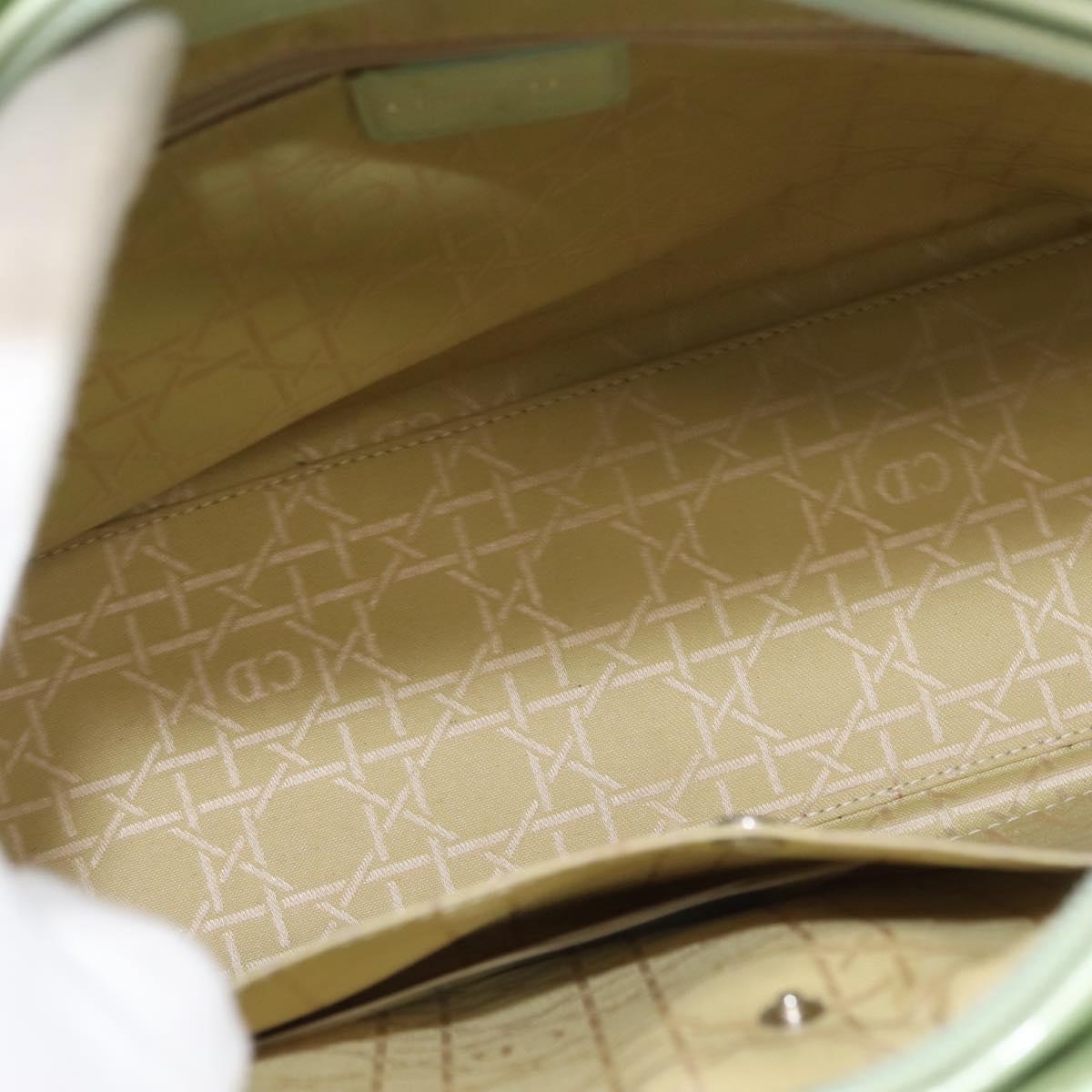 Christian Dior Maris Pearl Hand Bag Enamel Green Auth 150745
