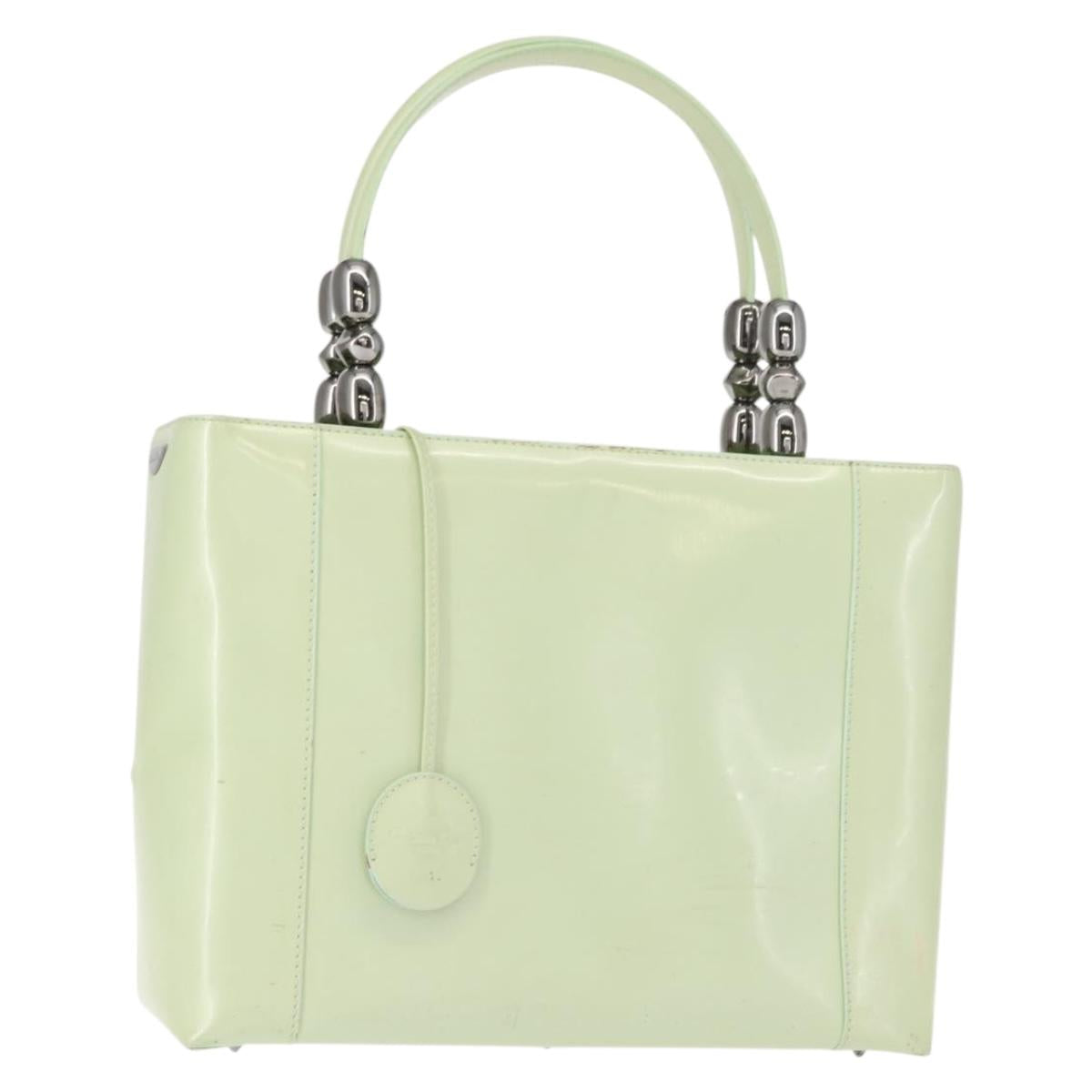 Christian Dior Maris Pearl Hand Bag Enamel Green Auth 150745