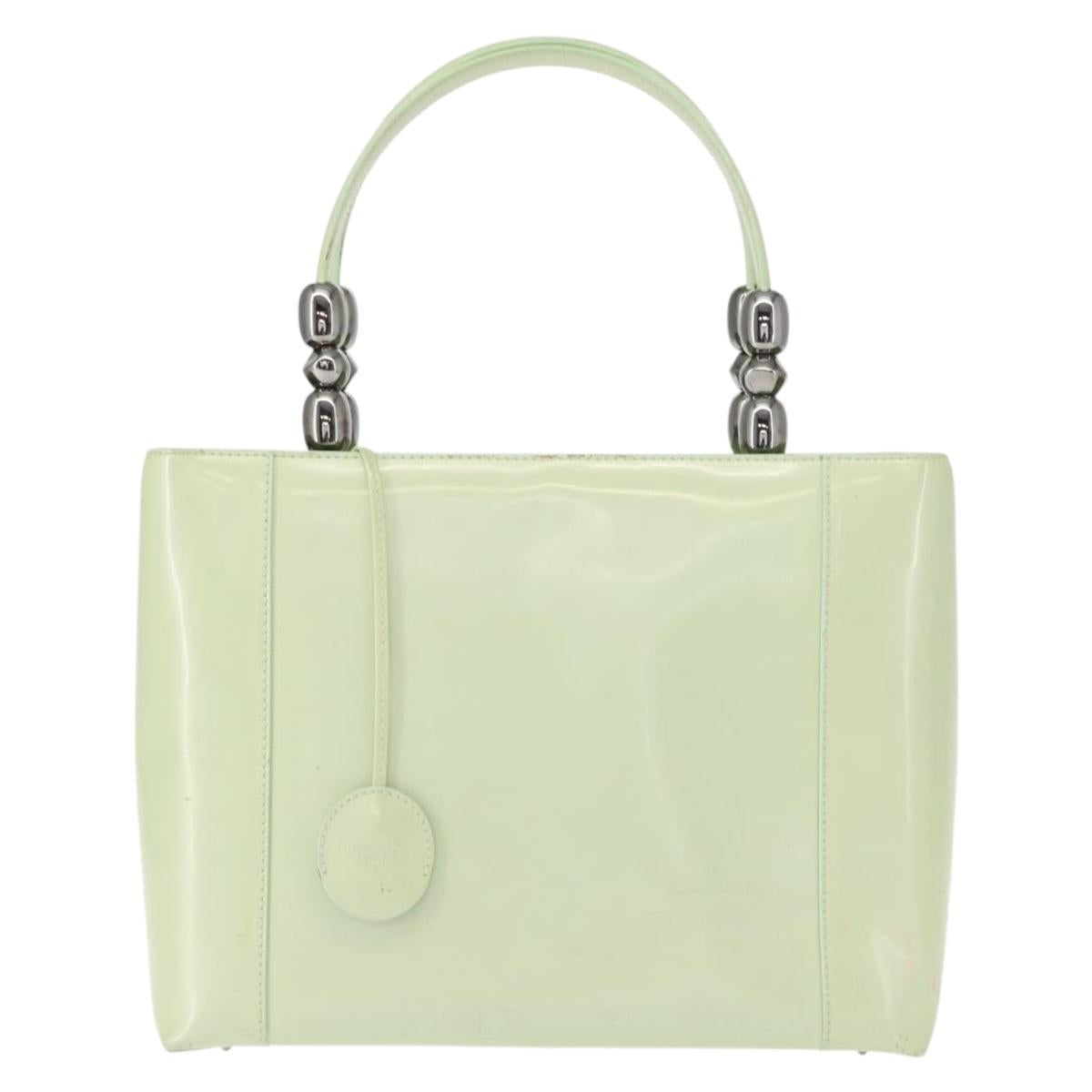 Christian Dior Maris Pearl Hand Bag Enamel Green Auth 150745
