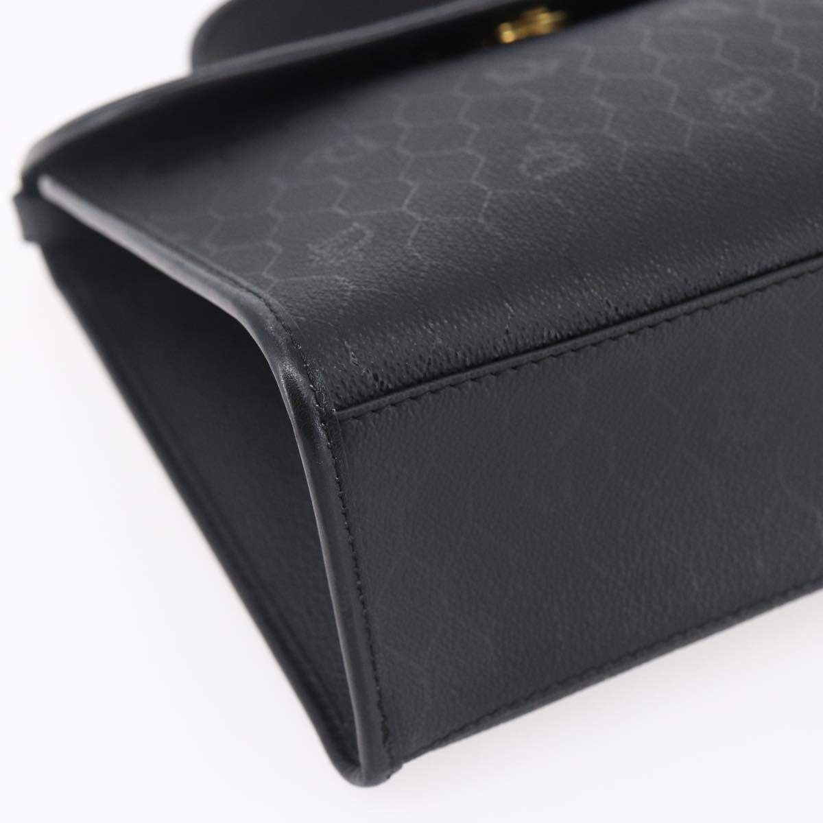 Christian Dior Honeycomb Canvas Hand Bag PVC Black Gold Auth 150746
