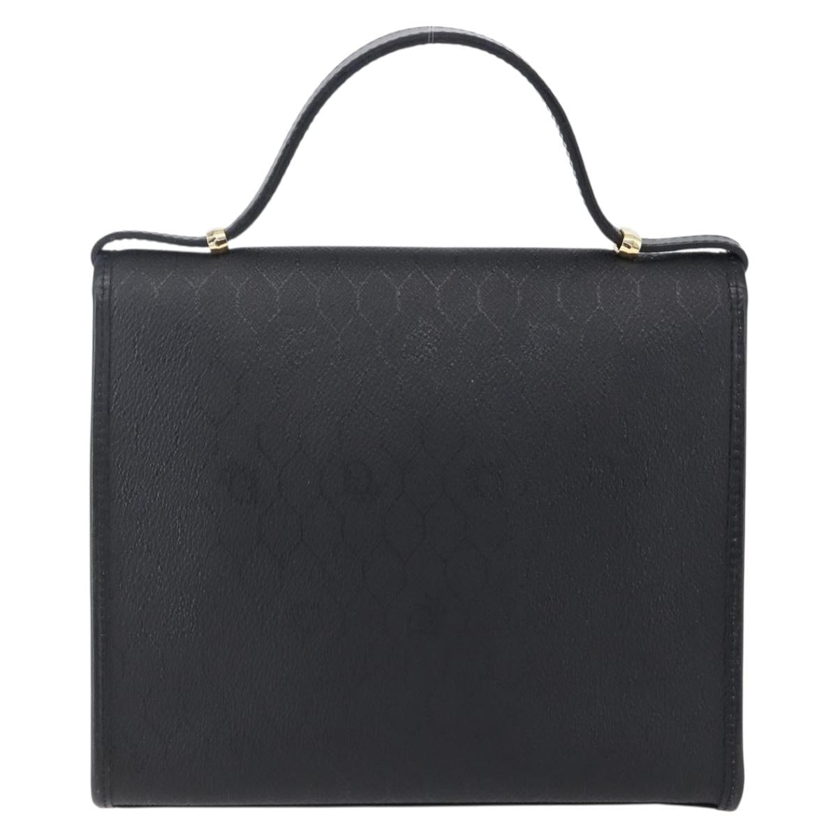 Christian Dior Honeycomb Canvas Hand Bag PVC Black Gold Auth 150746