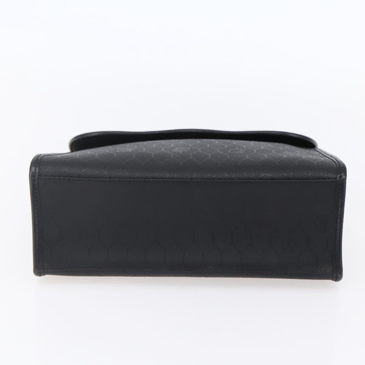 Christian Dior Honeycomb Canvas Hand Bag PVC Black Gold Auth 150746