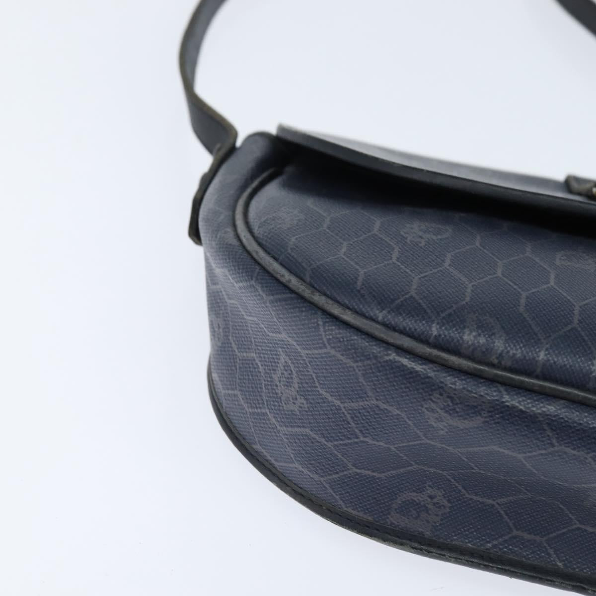 Christian Dior Honeycomb Canvas Shoulder Bag PVC Navy gold Auth 150747