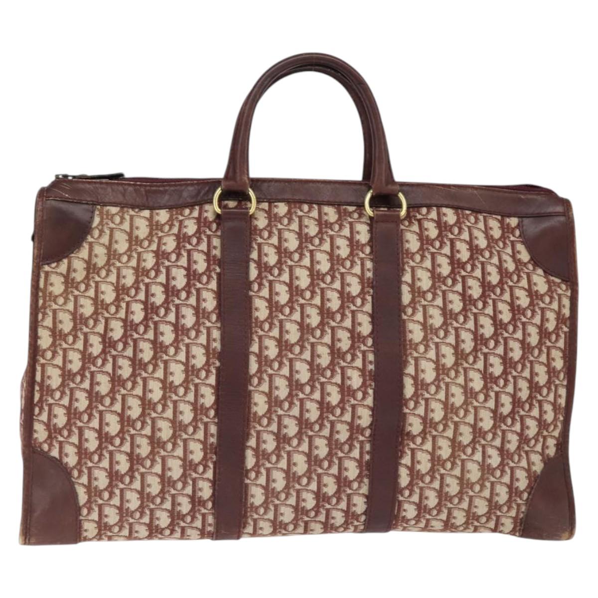 Christian Dior Trotter Canvas Boston Bag Red Silver Auth 150750