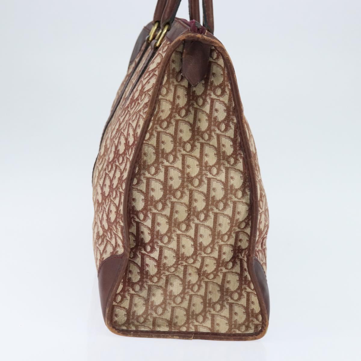 Christian Dior Trotter Canvas Boston Bag Red Silver Auth 150750