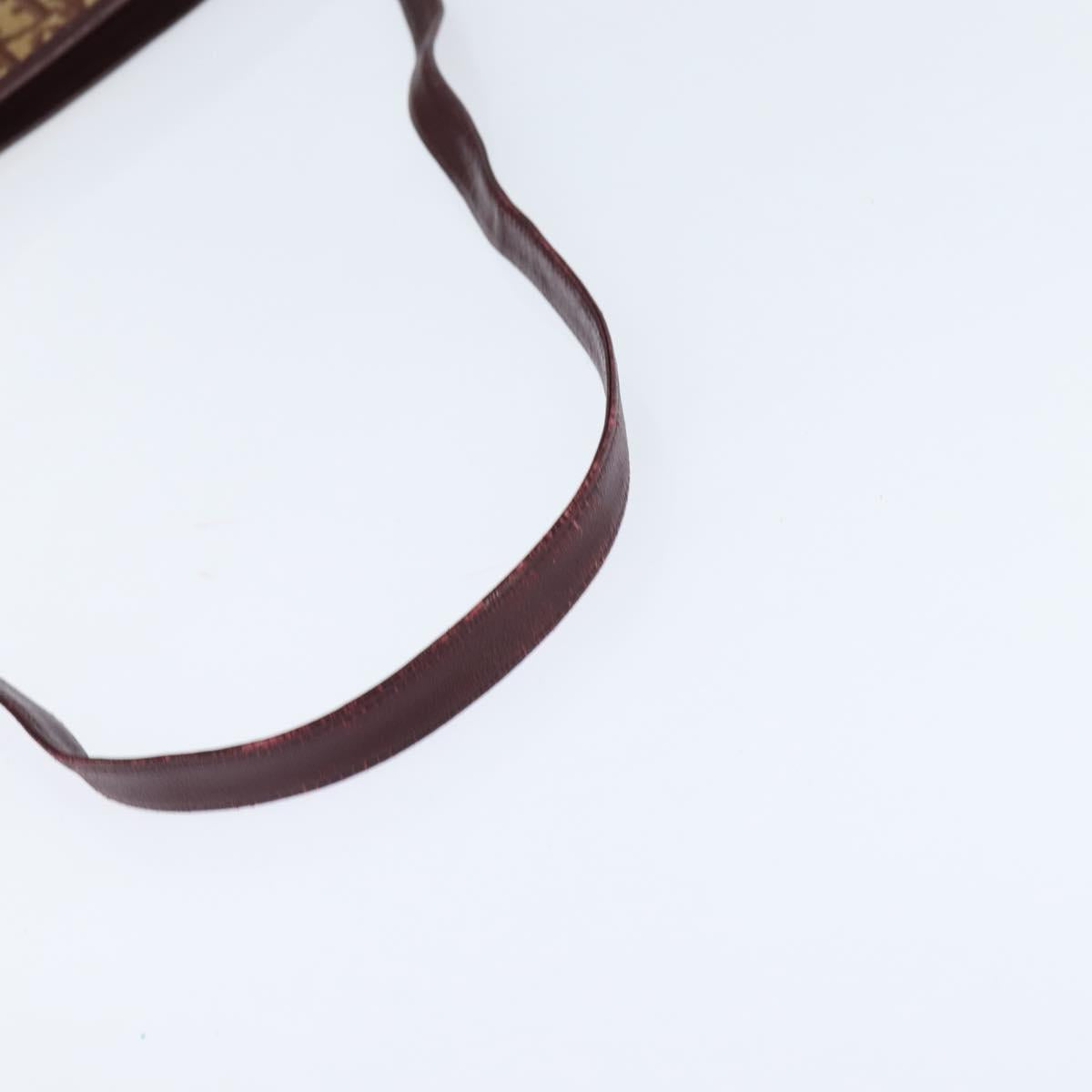 Christian Dior Trotter Canvas Shoulder Bag Red Gold Auth 150751