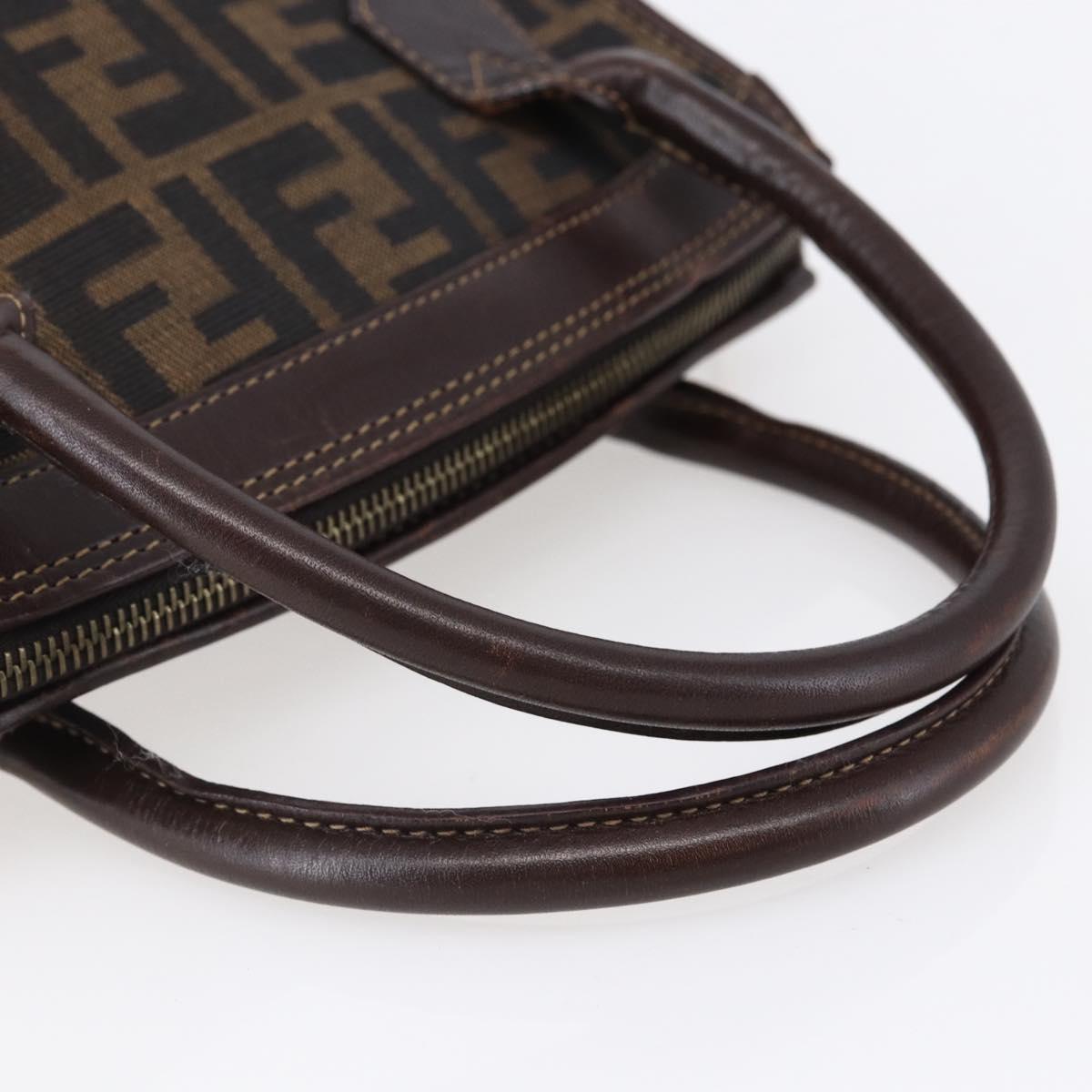 FENDI Zucca Canvas Hand Bag Black Brown Auth 150763