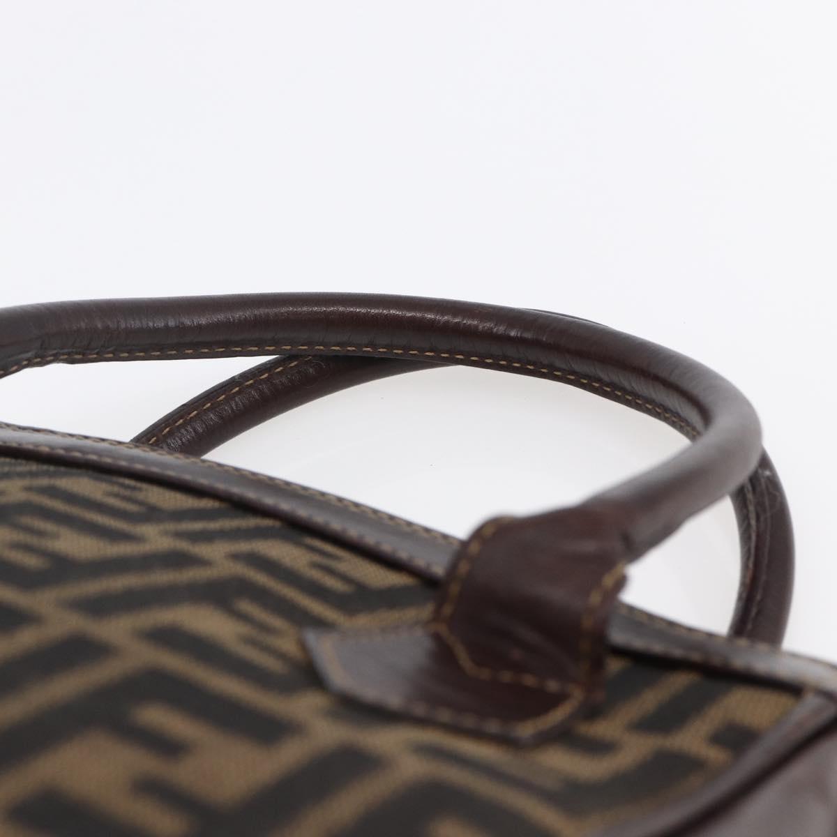 FENDI Zucca Canvas Hand Bag Black Brown Auth 150763