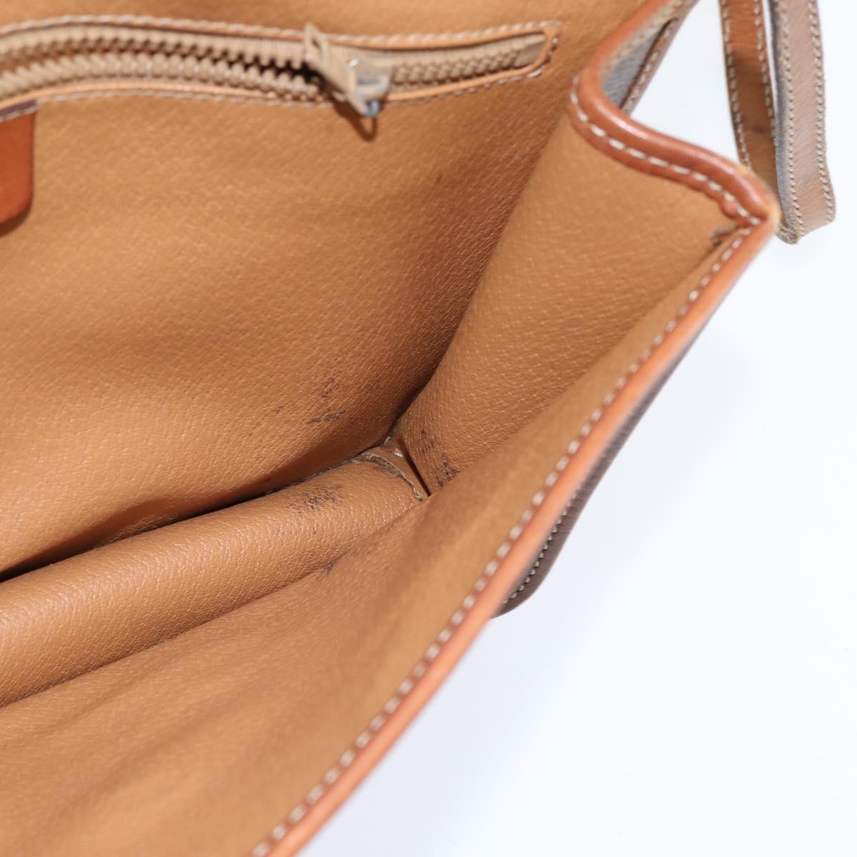 CELINE Macadam Canvas Shoulder Bag PVC Leather Brown Gold Auth 150768