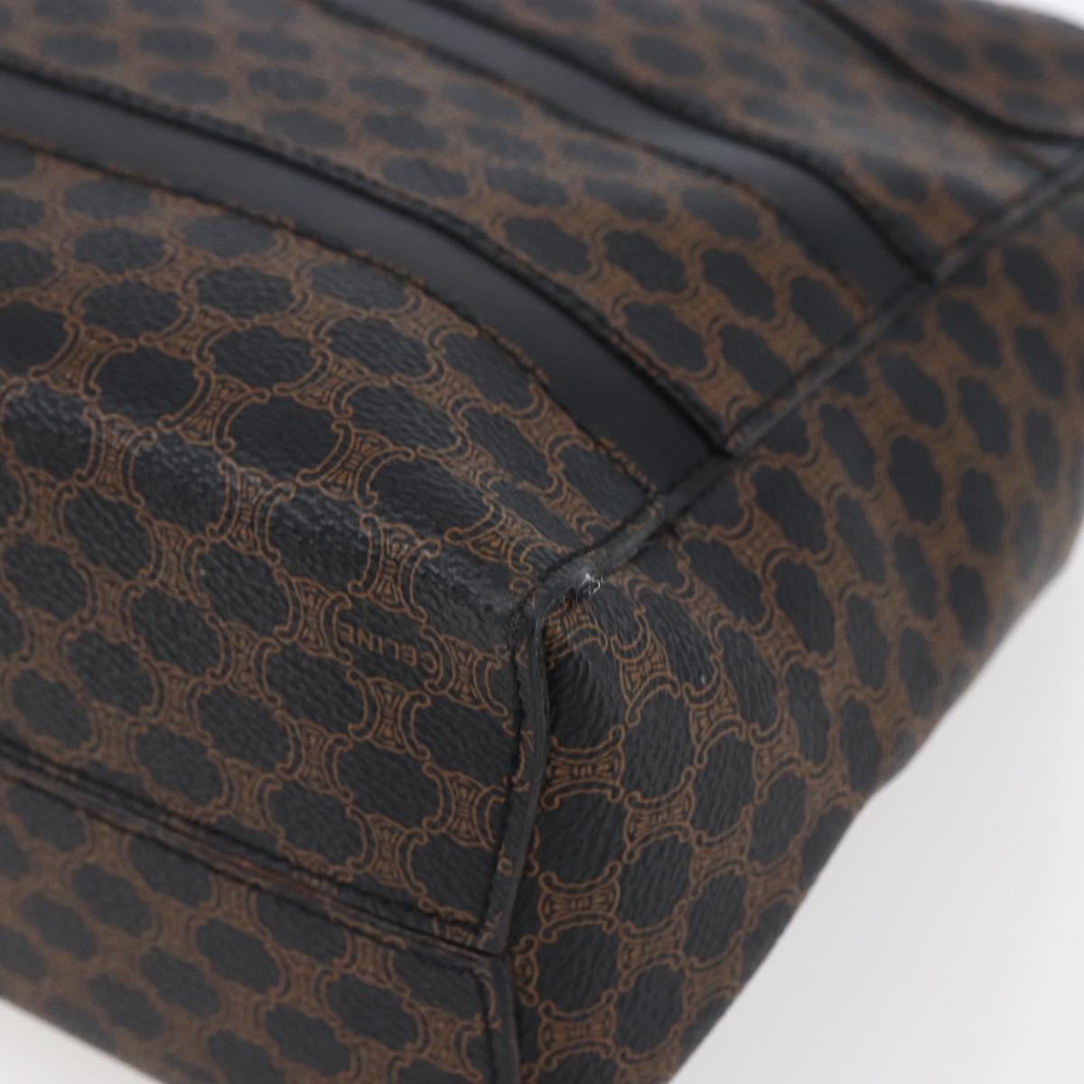 CELINE Macadam Canvas Hand Bag PVC Black Gold Auth 150769