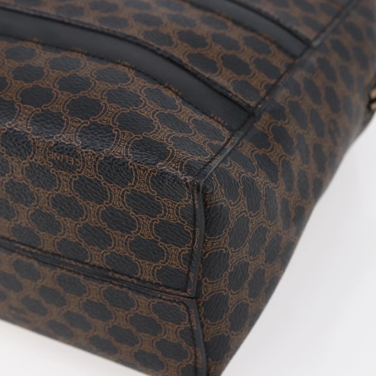 CELINE Macadam Canvas Hand Bag PVC Black Gold Auth 150769