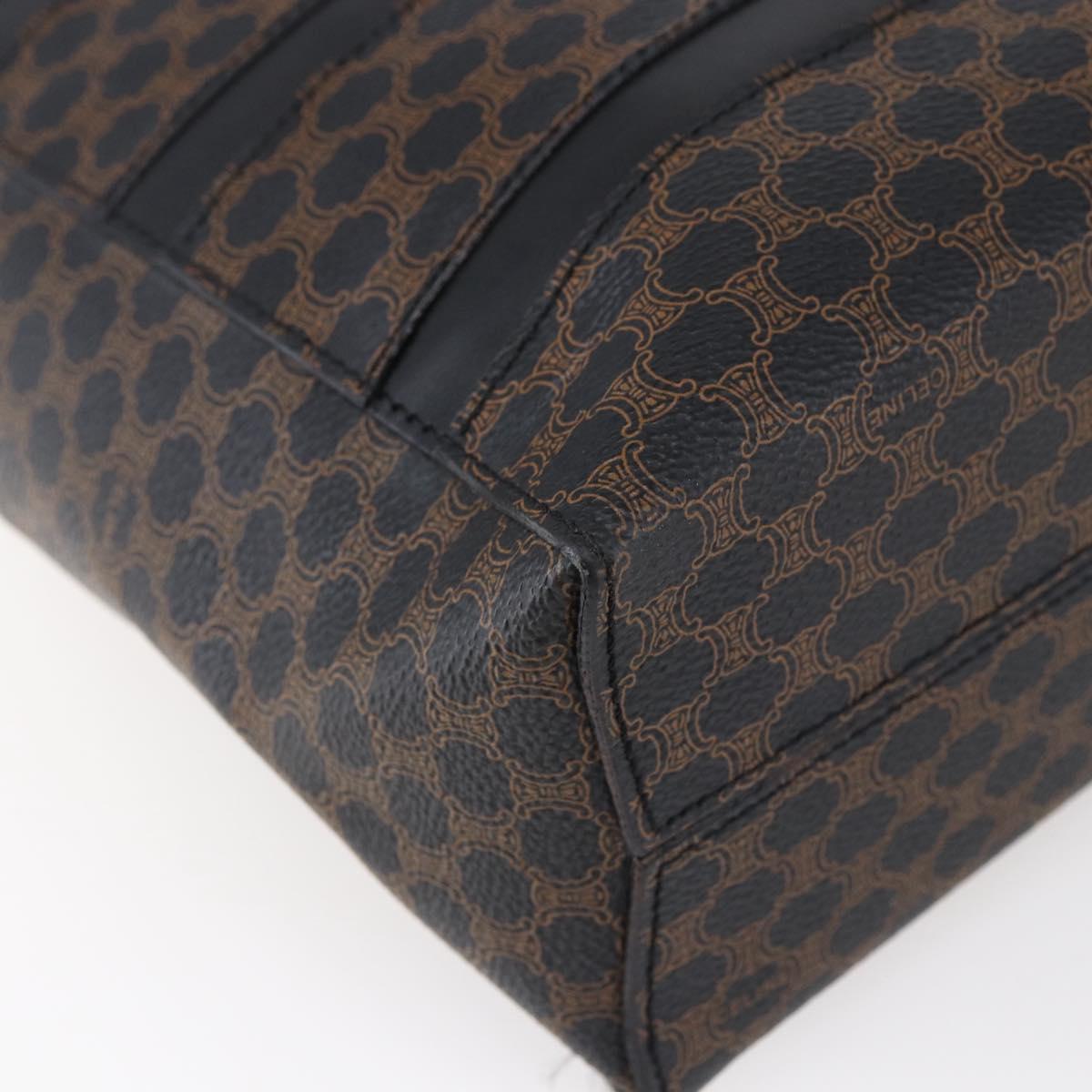 CELINE Macadam Canvas Hand Bag PVC Black Gold Auth 150769