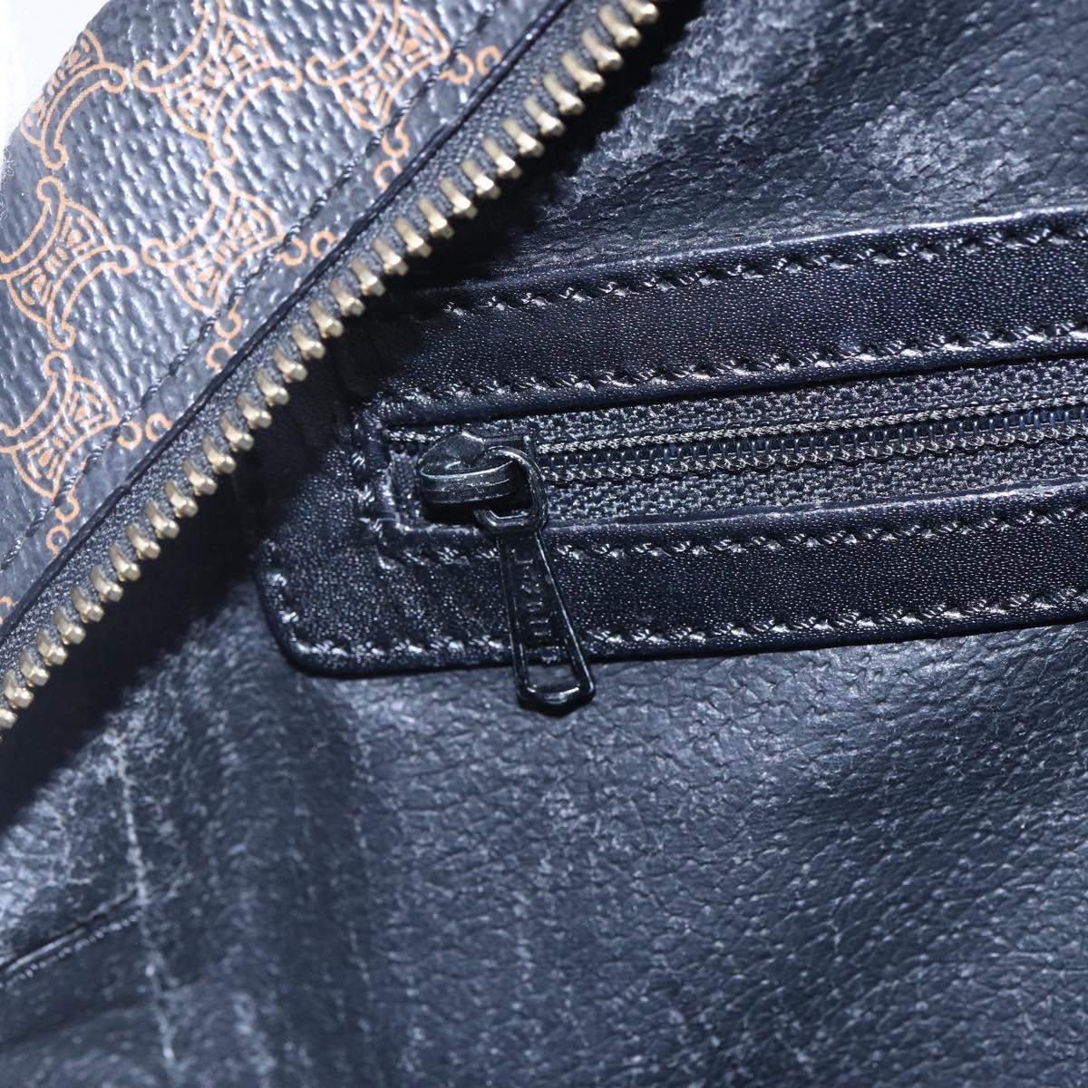 CELINE Macadam Canvas Hand Bag PVC Black Gold Auth 150769
