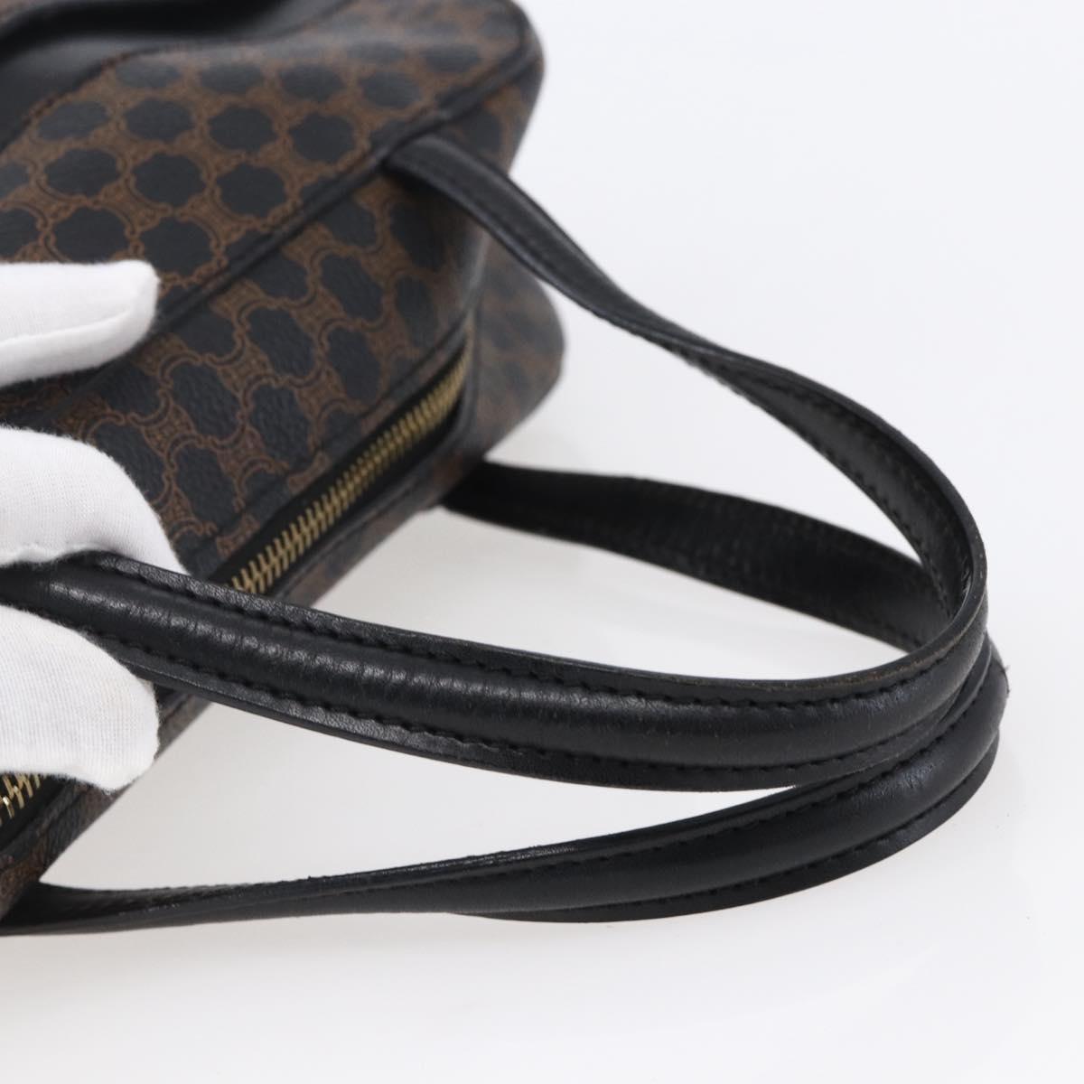 CELINE Macadam Canvas Hand Bag PVC Black Gold Auth 150769