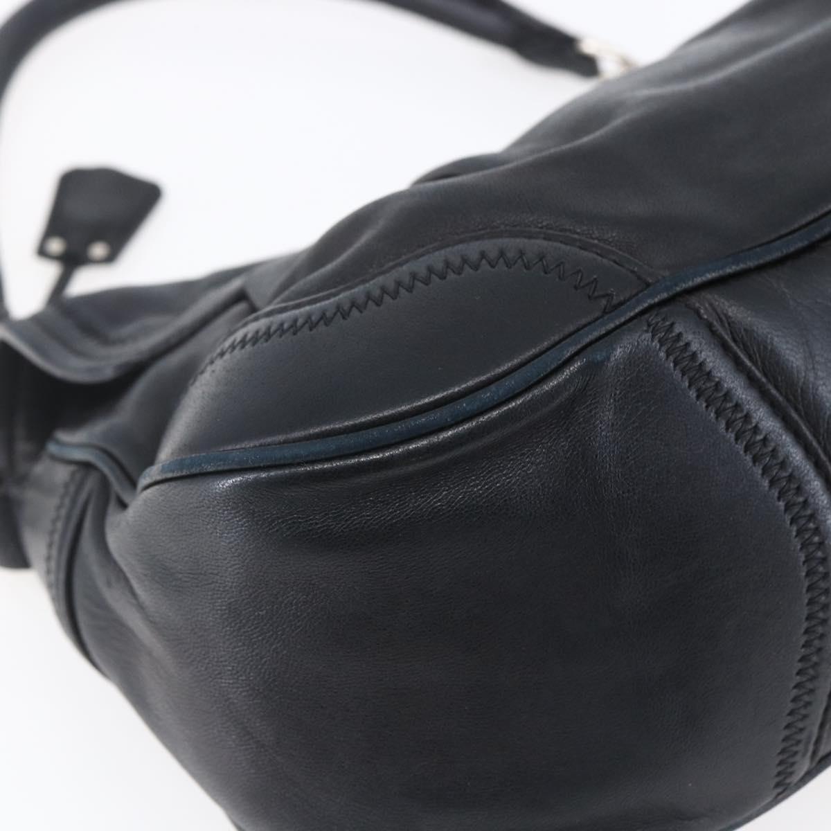 PRADA Shoulder Bag Leather Black Silver Auth 150774