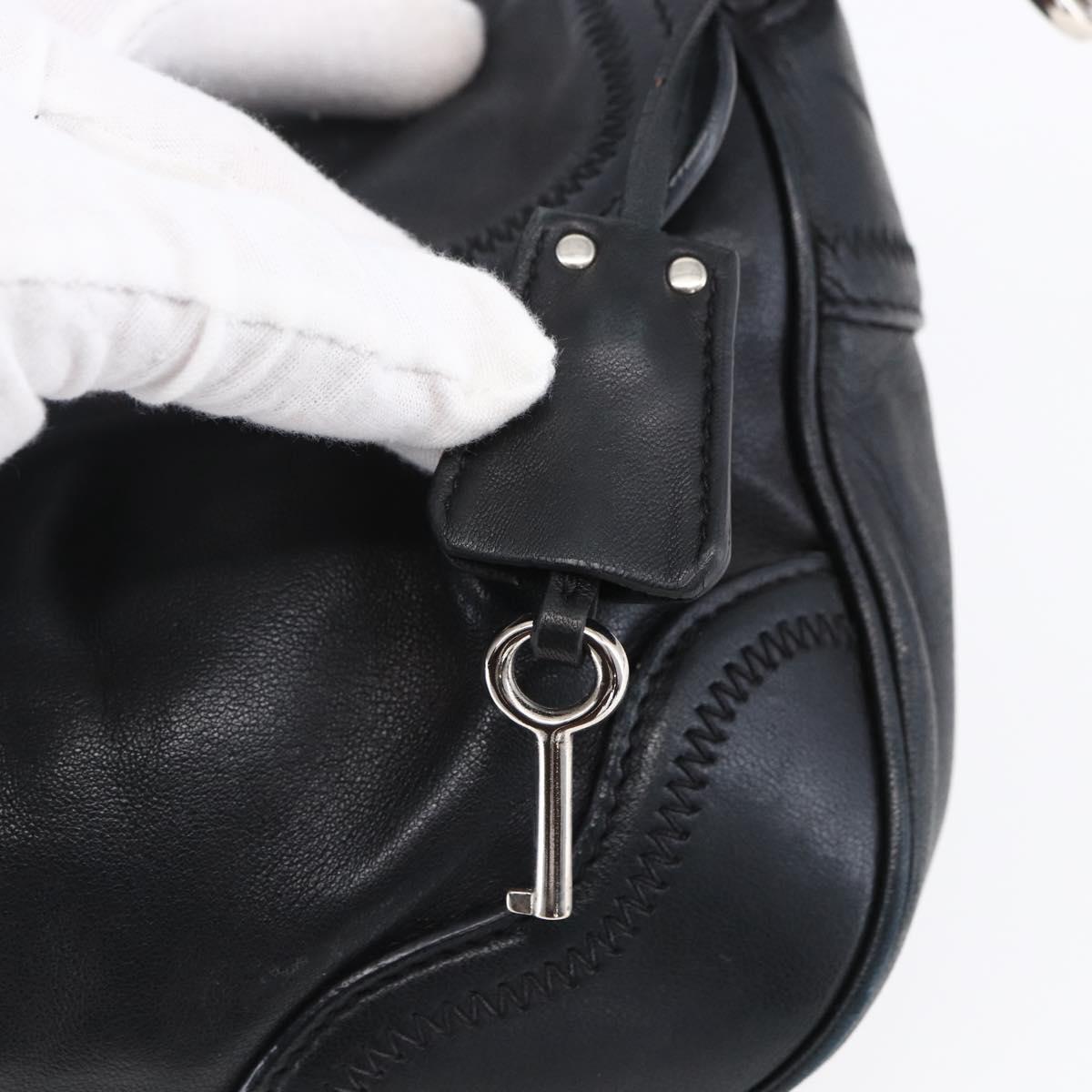 PRADA Shoulder Bag Leather Black Silver Auth 150774