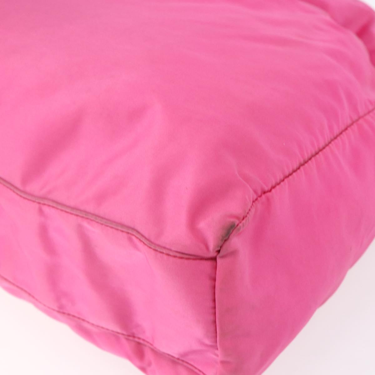 PRADA Tote Bag Nylon Pink Silver Auth 150777