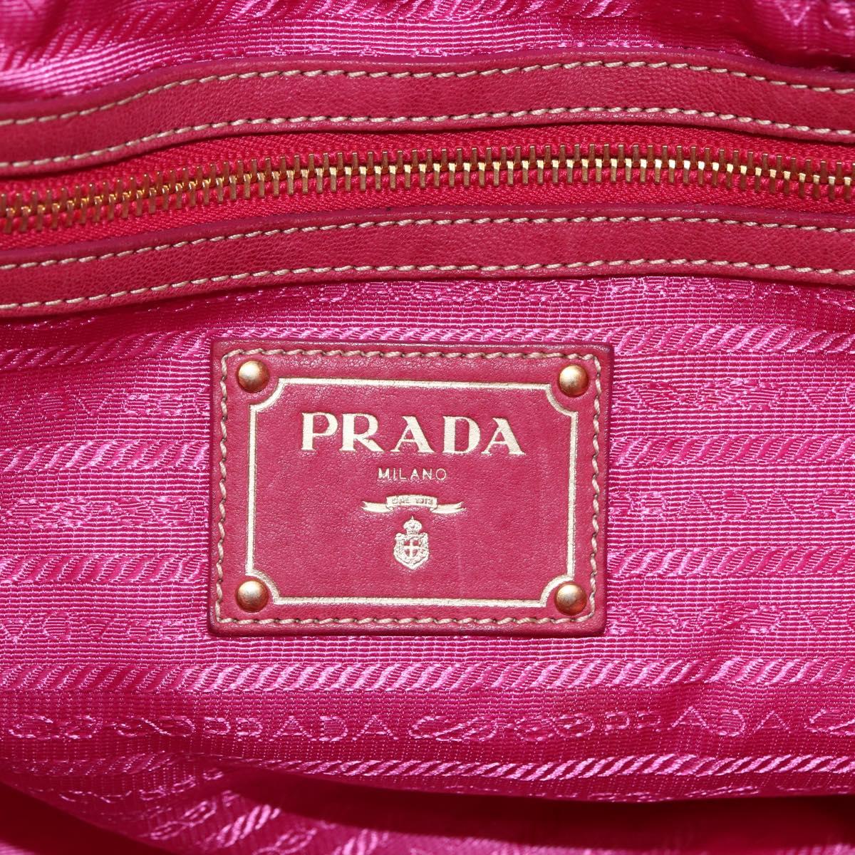 PRADA Tote Bag Nylon Pink Silver Auth 150777