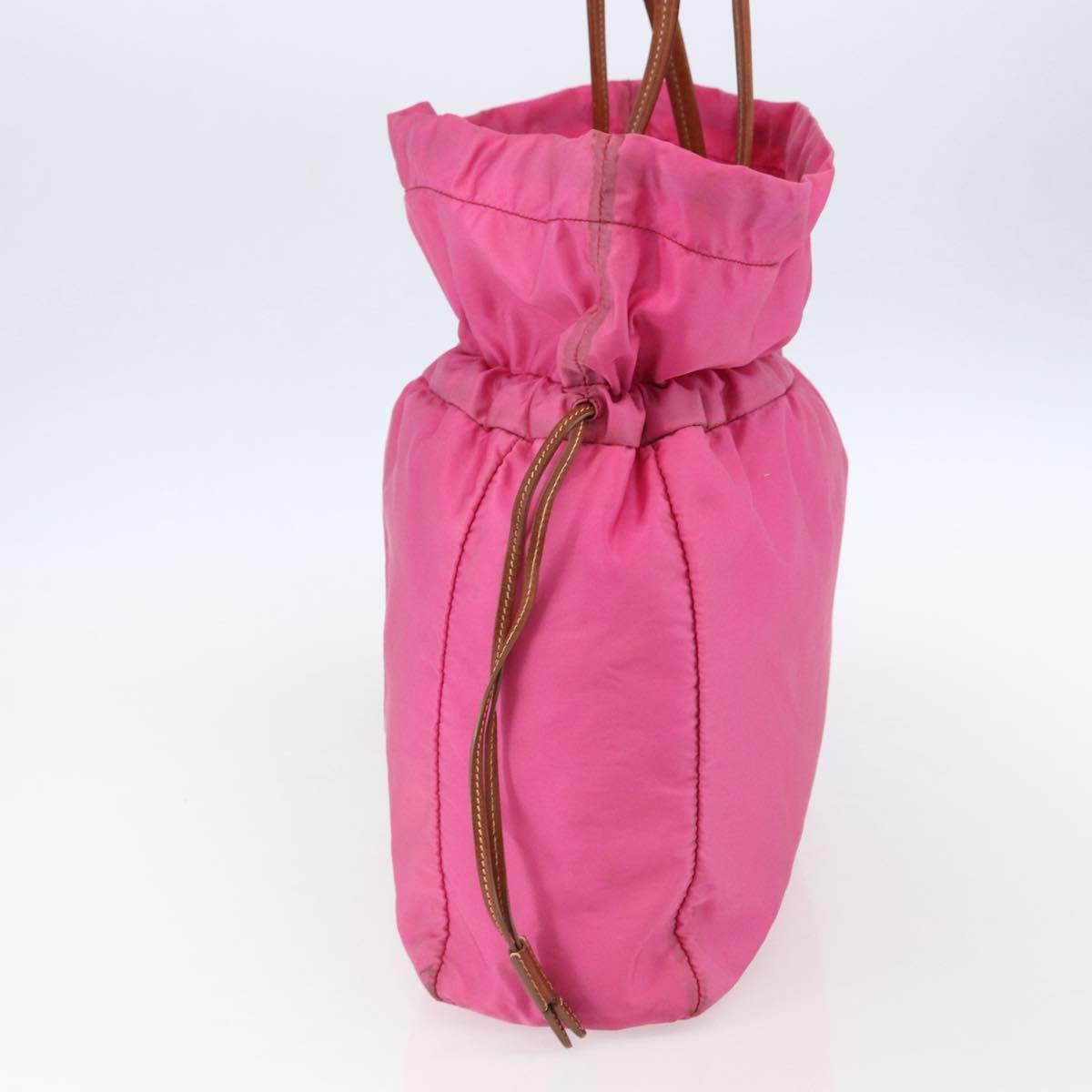 PRADA Tote Bag Nylon Pink Silver Auth 150777