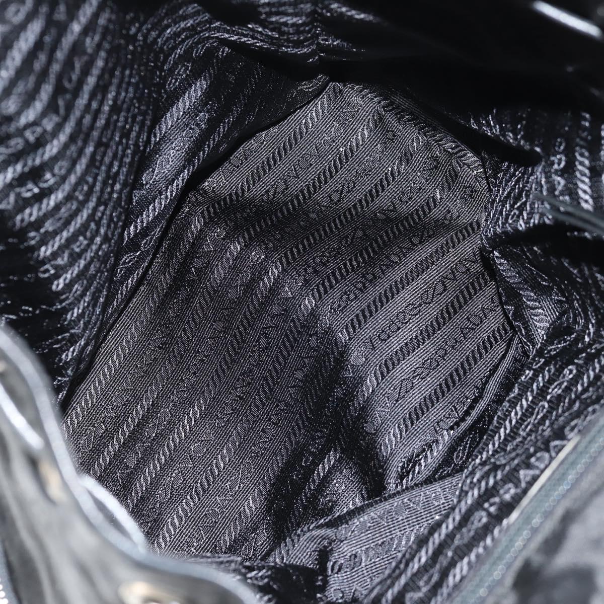 PRADA Backpack Nylon Leather Black Silver Auth 150778