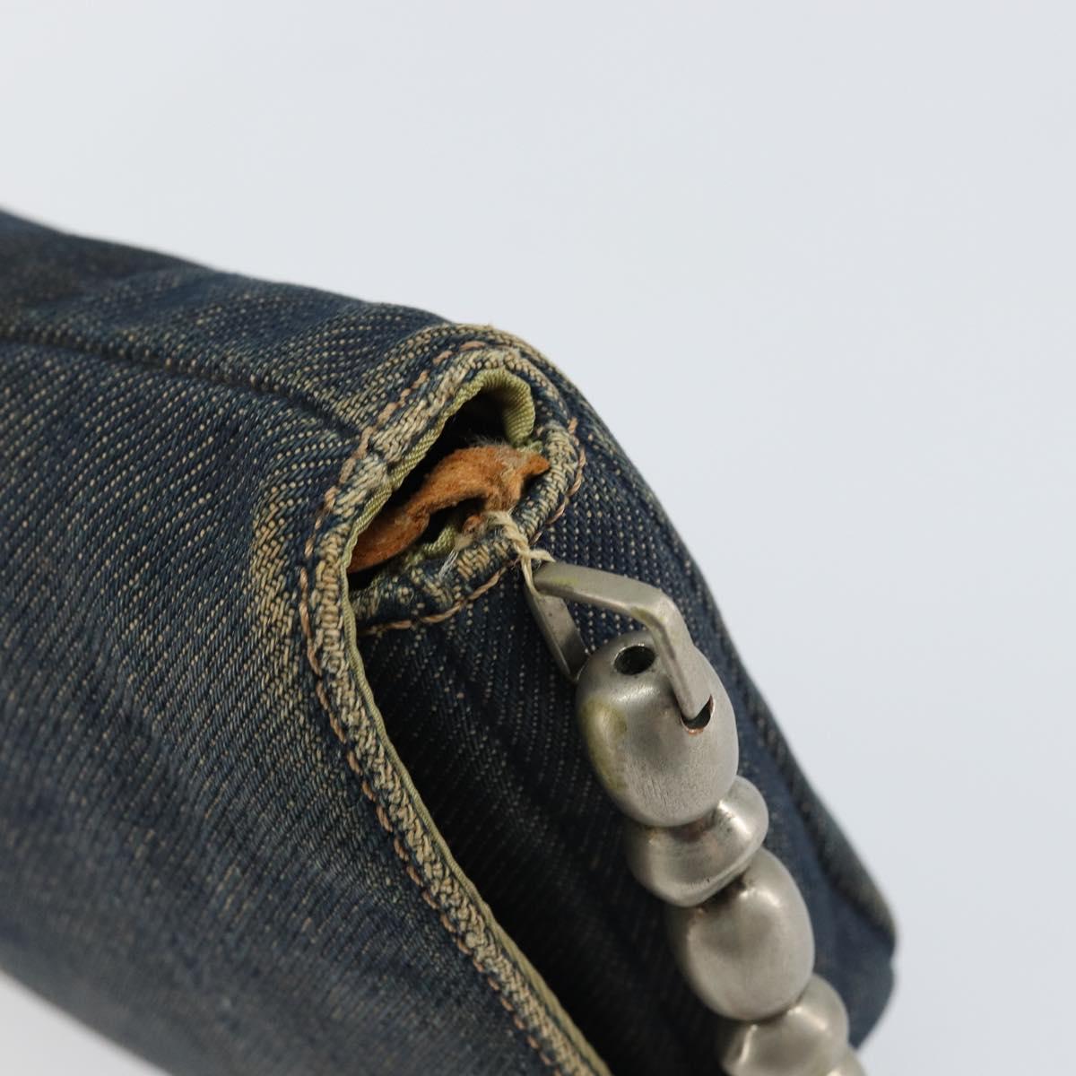 Christian Dior Maris Pearl Shoulder Bag Denim Navy Auth 150779