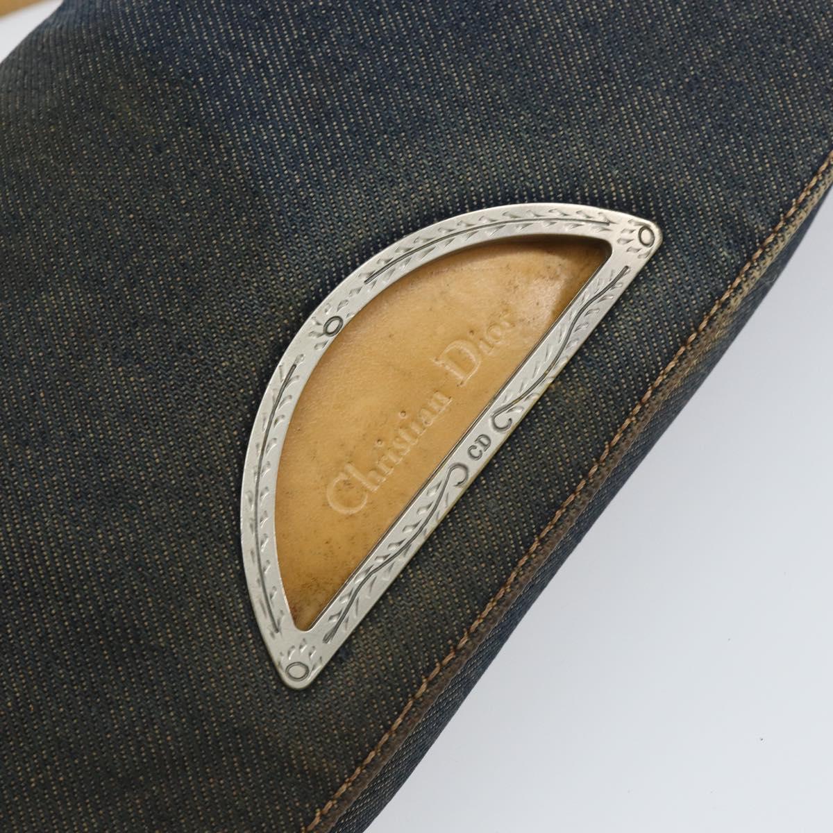 Christian Dior Maris Pearl Shoulder Bag Denim Navy Auth 150779