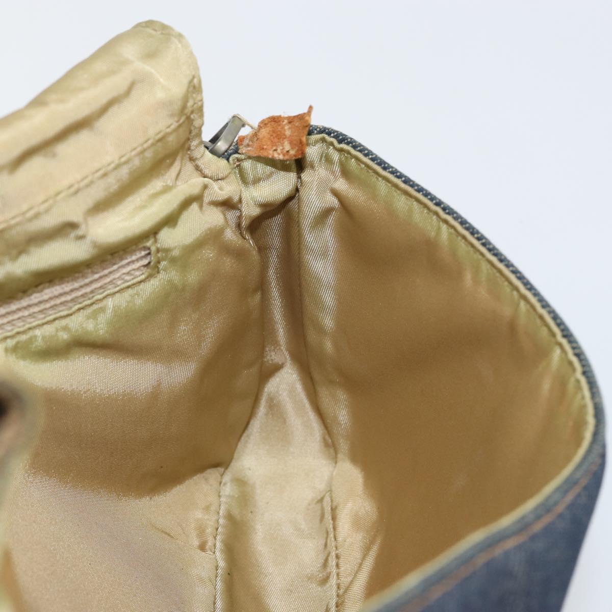 Christian Dior Maris Pearl Shoulder Bag Denim Navy Auth 150779