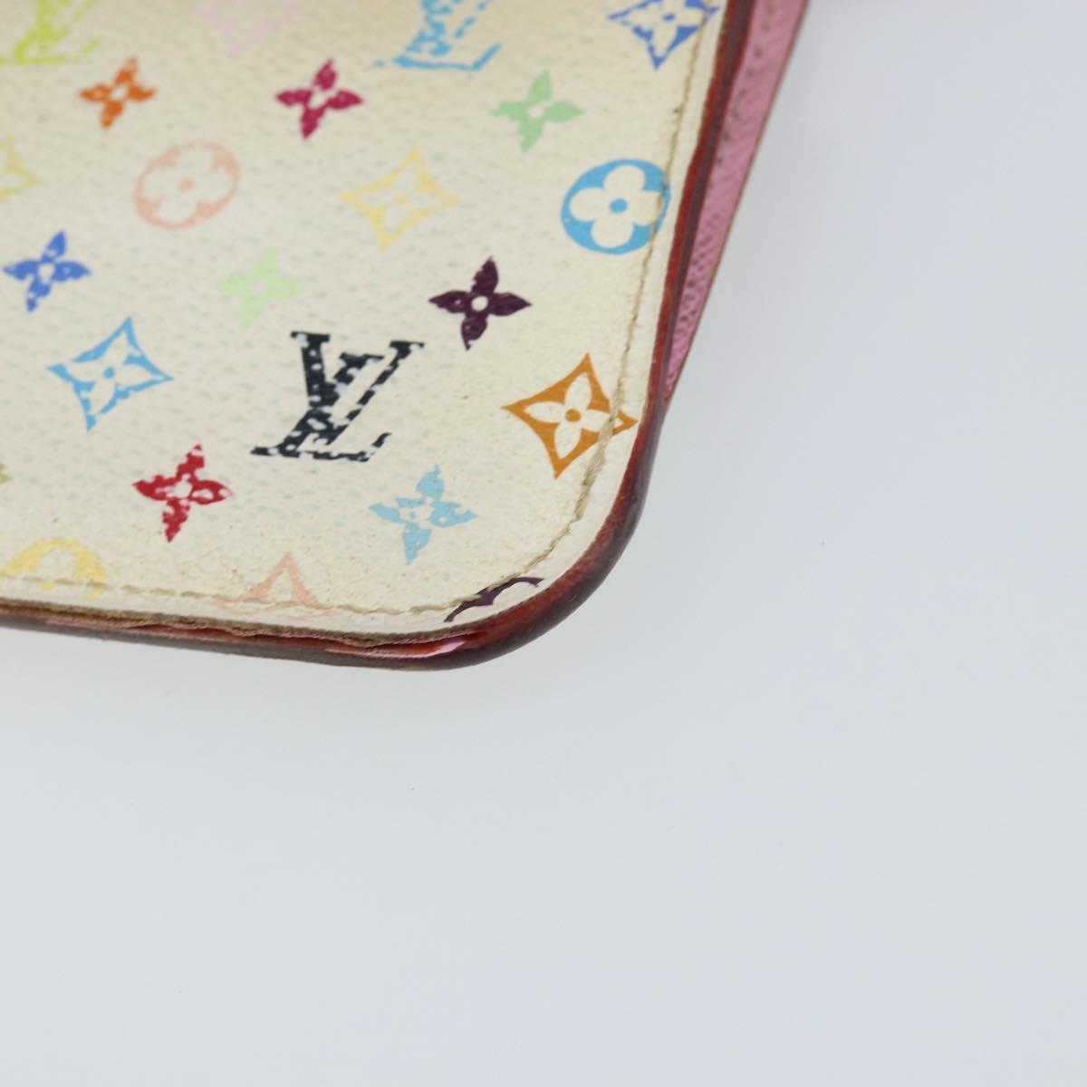 LOUIS VUITTON Multicolor Pochette Cles NM Coin Purse White M93734 LV Auth 150788